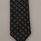 Elegant Black Silk Geometric Bow Tie