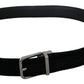 Black Leather Velvet Silver Buckle Belt