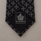Elegant Black Silk Geometric Bow Tie