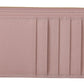 Pink Leather Long Wallet with Billslot