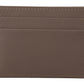 Elegant Beige Leather Cardholder with Crystal Logo