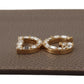 Elegant Beige Leather Cardholder with Crystal Logo