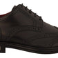 Black Wingtip Leather Lace Up Derby Shoes