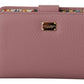 Elegant Pink Leather Continental Clutch