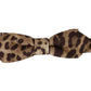 Brown Leopard Silk Adjustable Neck Papillon Men Bow Tie
