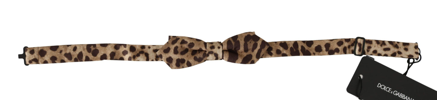 Brown Leopard Silk Adjustable Neck Papillon Men Bow Tie