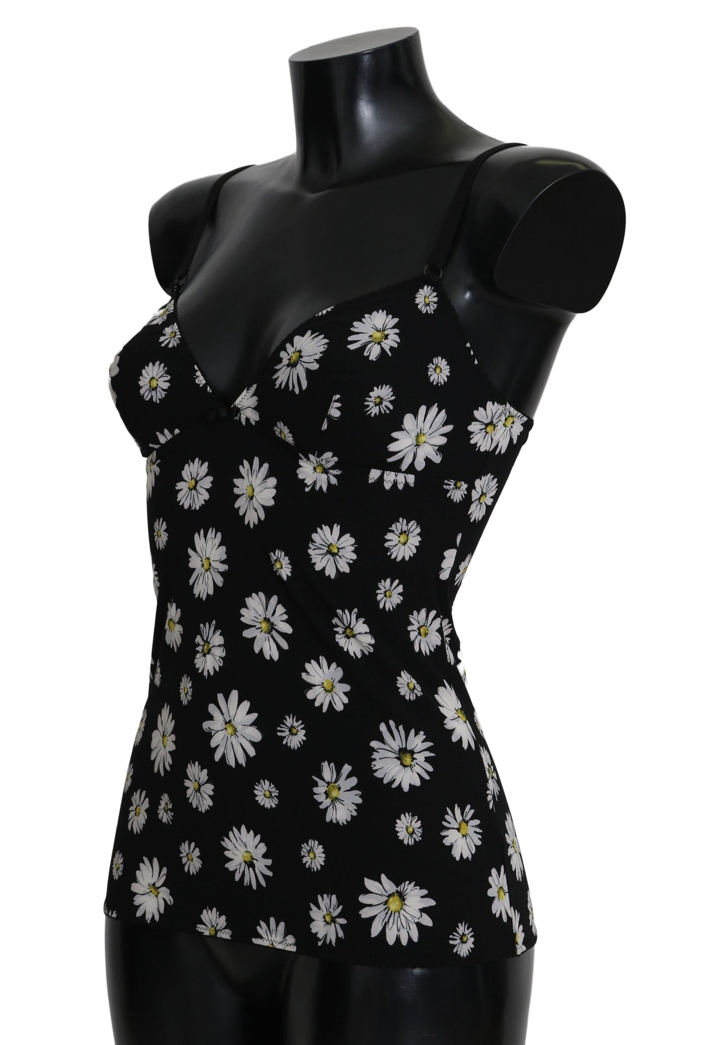 Elegant Black Daisy Floral Lace Chemise Dress
