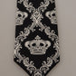 Elegant Silk Black Crown Bow Tie