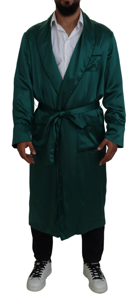 Green Silk Waist Belt Robe Sleepwear