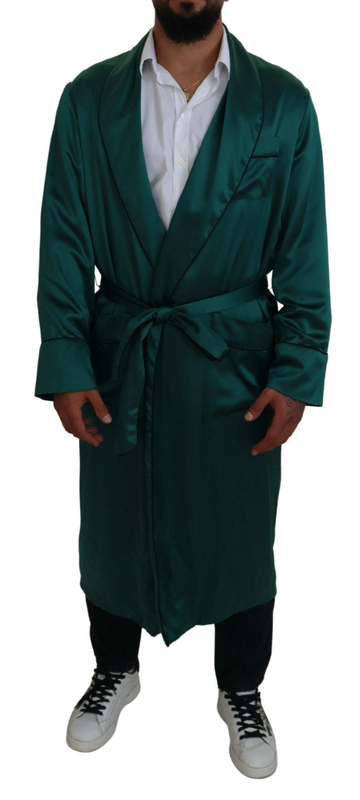 Elegant Silk Robe in Lush Green