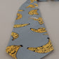 Elegant Blue Banana Print Silk Tie