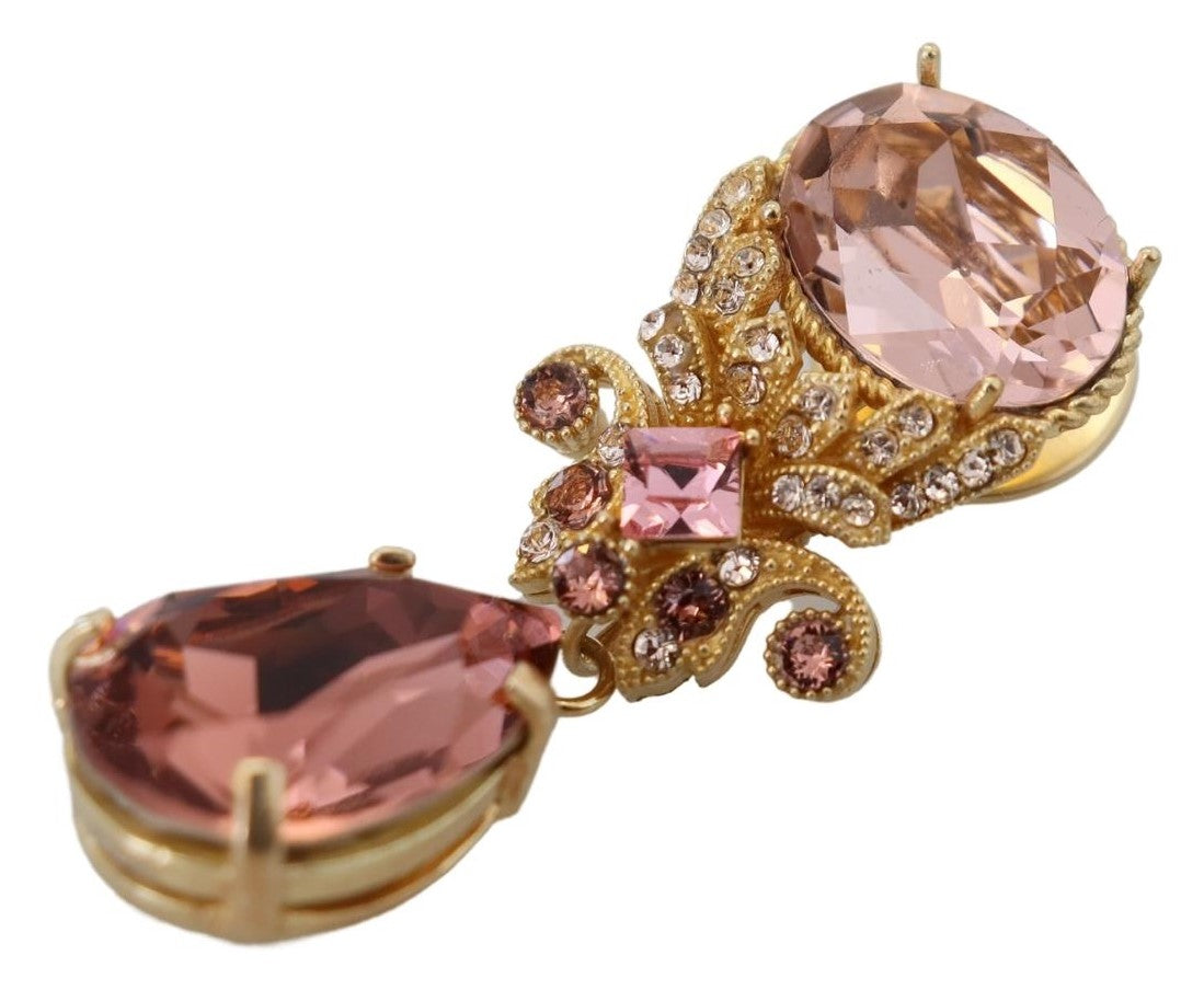 Exquisite Gold-Toned Crystal Brooch