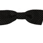 Black Polka Dots Silk Adjustable Neck Papillon Men Bow Tie