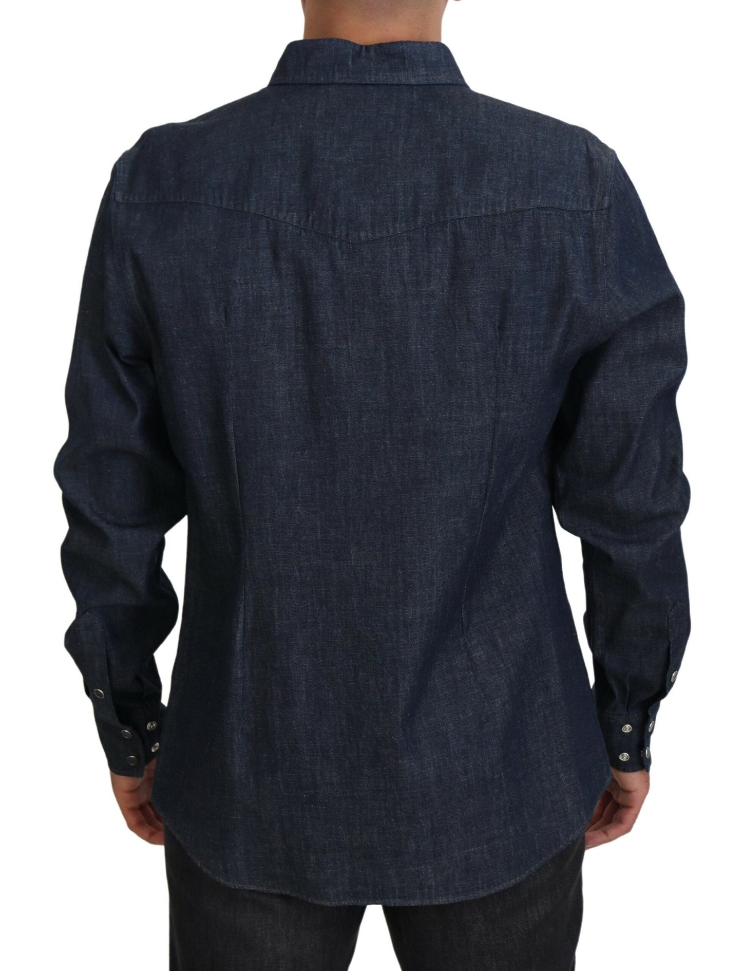 Elegant Blue Printed Silk Cotton Shirt