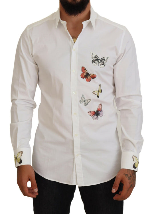 Elegant Butterfly Print Dress Shirt