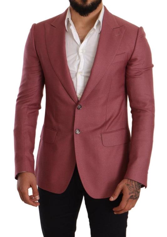 Elegant Pink Cashmere Silk Men's Blazer