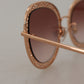 Elegant Lace-Patterned Rose Gold Sunglasses
