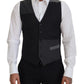 Elegant Black Striped Formal Dress Vest
