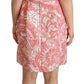 Pink Floral Jacquard Pleated Sheath Dress