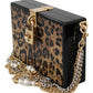 Dolce & Gabbana Brown Leopard Women Shoulder BOX Wood Women's Bag