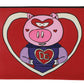 Red Pig Love Print Leather Document Bag