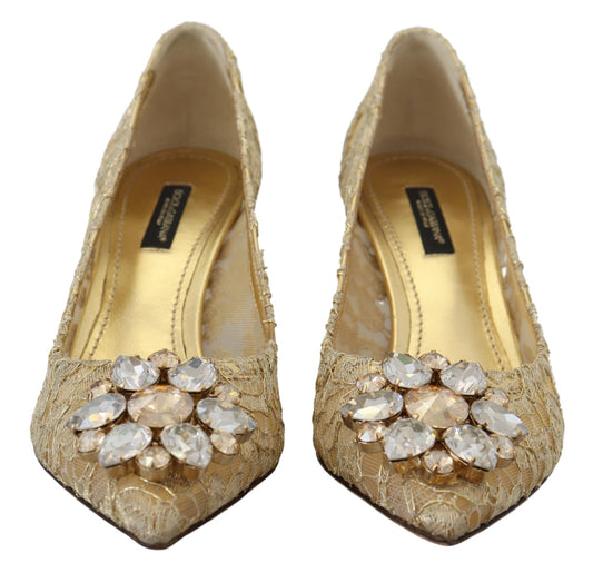 Radiant Gold Lace Crystals Heels