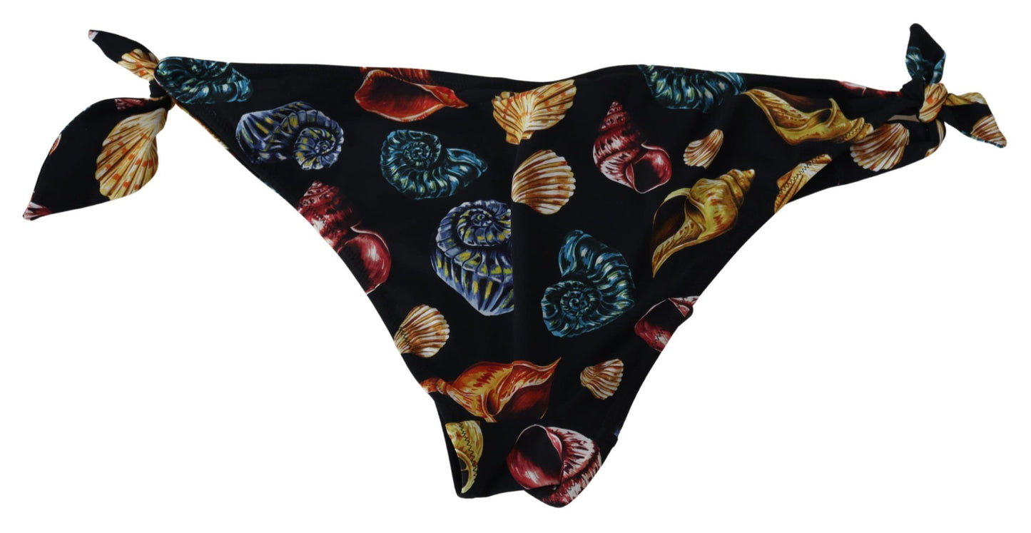 Chic Seashell Print Side-Tie Bikini Bottom