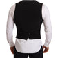 Elegant Black Double-Breasted Wool Vest