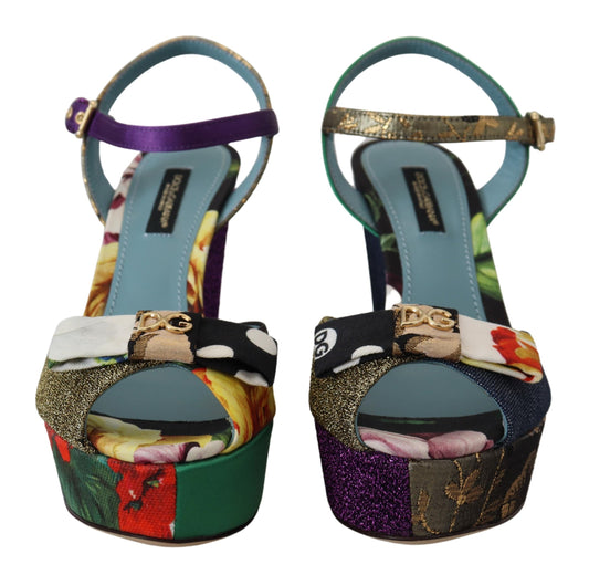 Multicolor Patchwork Ankle Strap Wedge Sandals Shoes