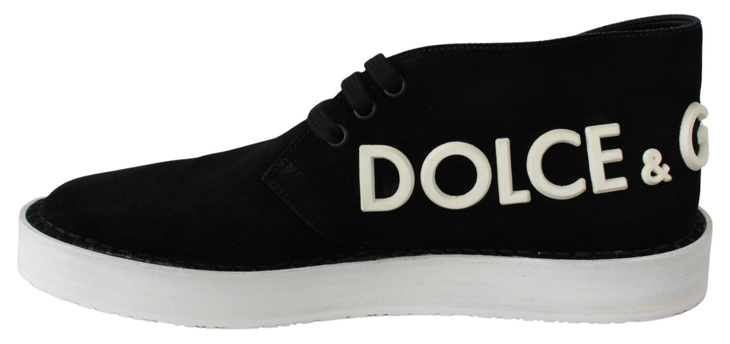 Black Leather Derby Logo Casual Sneakers Derby Shoes