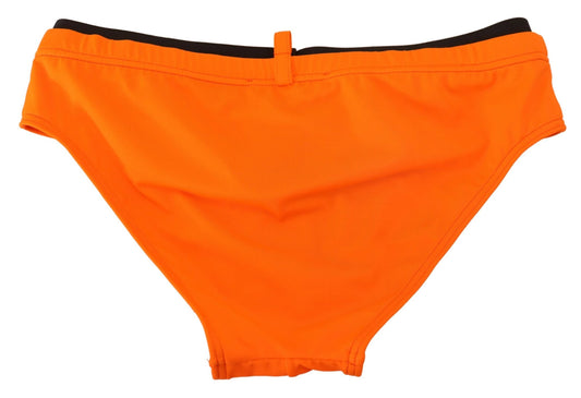 Orange Solid Polyamide Men Swim Brief Swimwear