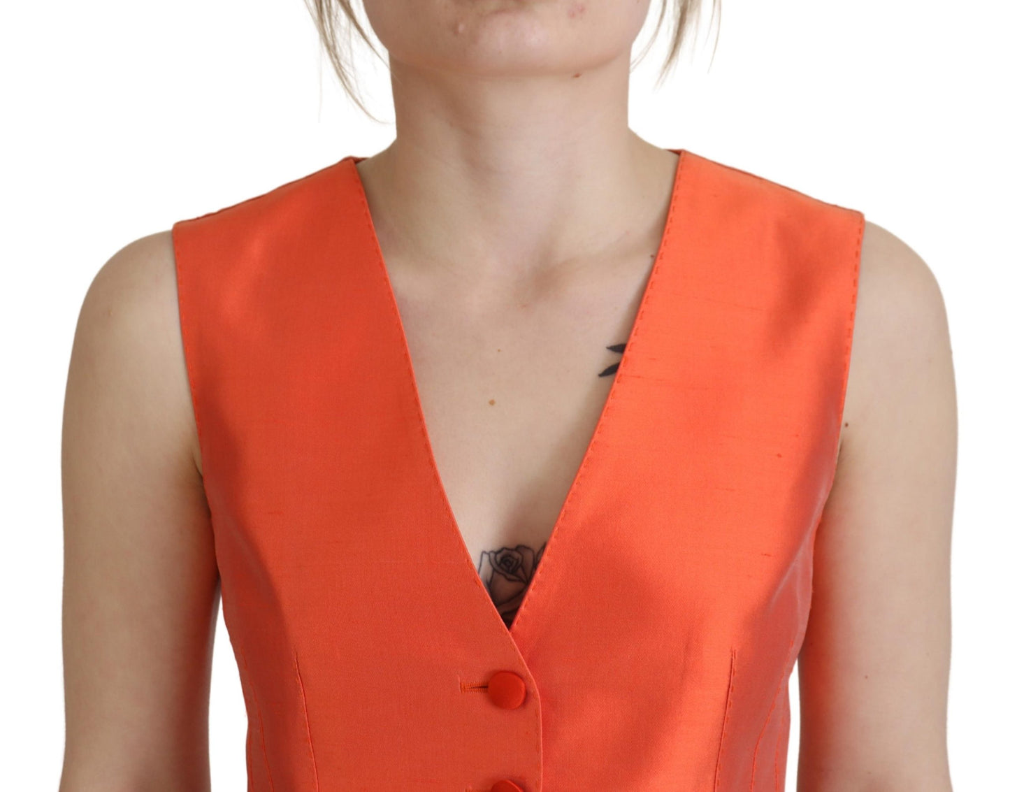 Elegant Orange Silk Waistcoat