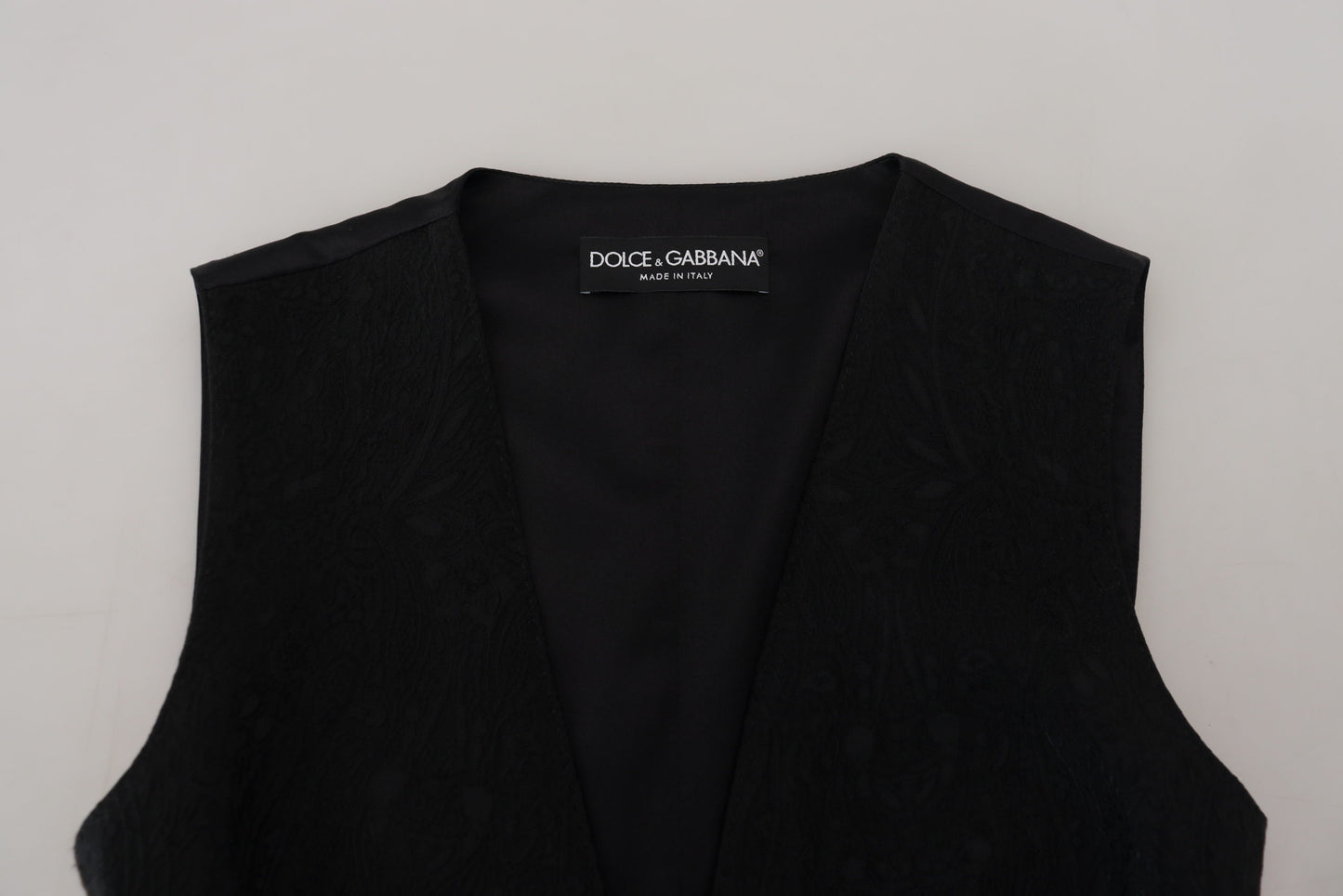 Elegant Black Silk Blend Waistcoat Vest