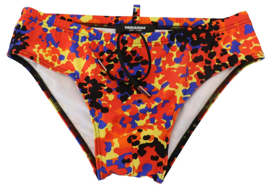 Multicolor Logo Printed Men Swim Brief Swimwear