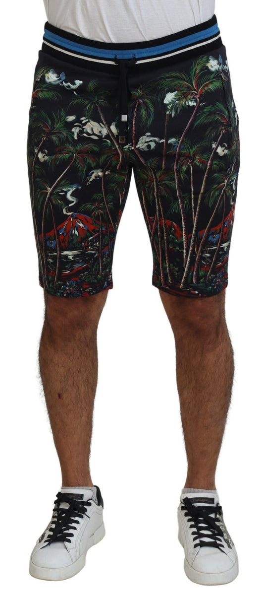Volcano Print Casual Knee-Length Shorts