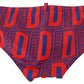 Chic Red Swim Briefs with Blue Logo Accent