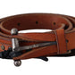 Brown Genuine Leather Rustic Silver Buckle Belt