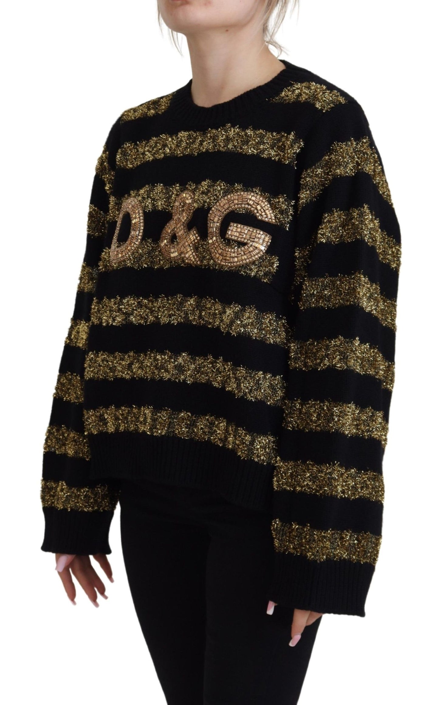 Elegant Black and Gold Crystal Sweater