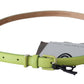 Green Leather Chartreuse Silver Green Buckle Belt