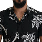 Elegant Black Palm Tree Print Casual Shirt