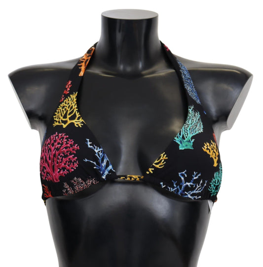 Chic Coral Print Bikini Top Luxury Swimwear