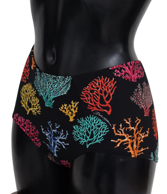 Chic Coral Print High Waist Bikini Bottom
