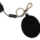 Black Rubber DG Logo Silver Brass Metal Keychain