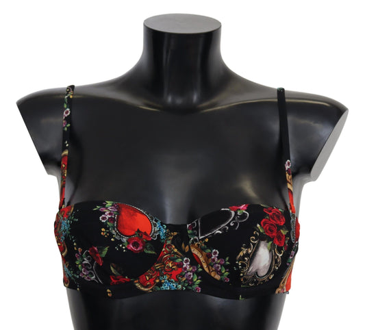 Chic Floral Heart Print Bikini Top