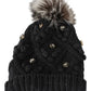 Gray Cashmere Fur Crystal Winter Beanie Hat