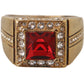 Gold Plated 925 Silver Red Crystal Ring
