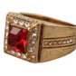 Gold Plated 925 Silver Red Crystal Ring
