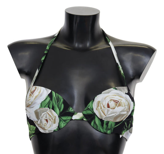 Elegant Rose Print Bikini Top