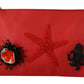 Elegant Red Leather Clutch with Gold Accents