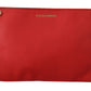 Elegant Red Leather Clutch with Gold Accents